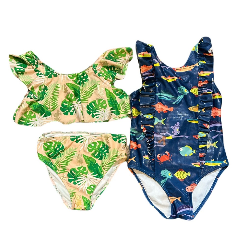 Girls Disney Swimsuit One Piece Ruffle Luca 5 6 Bundle